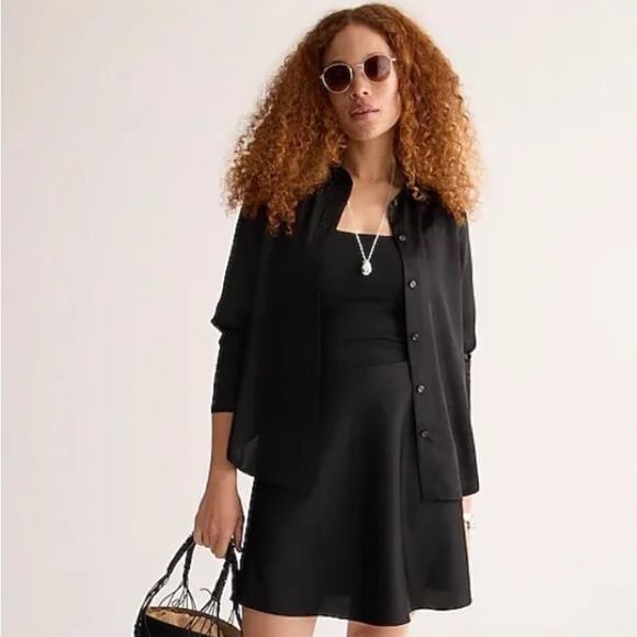 J. Crew Slim-fit Drapey Shirt in Luster Crepe Size 16 - Picture 1 of 9